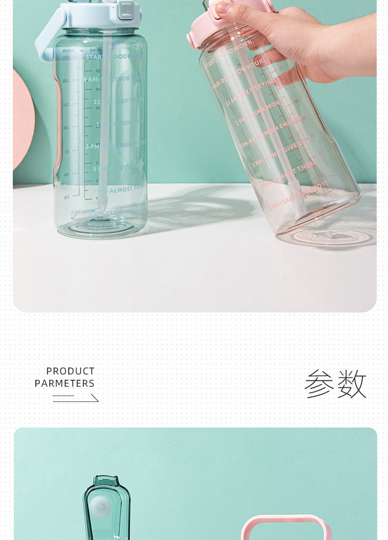 Water Cup, Super Large Capacity, High Appearance, Ton-Ton Barrel, Outdoor Sports Straw Cup, New Scale Cup, High Temperature Resistant Kettle