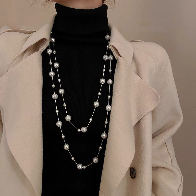 Women's Pearl Sweater Chain Necklace