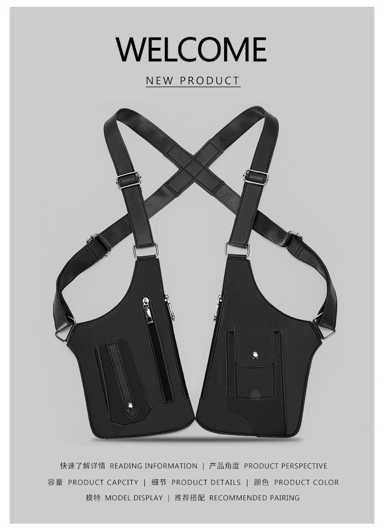 Amazon Men's Bag Retro Backpack with Underarm Satchel Multifunctional Shoulder Bag Men's Bag Outdoor Mobile Phone Bag Vest Bag