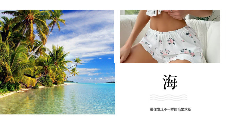 Hot New Cross-border European and American Fashion Heart-shaped Eyelash Printed Pit Sexy Pajamas Set Women's Pajamas