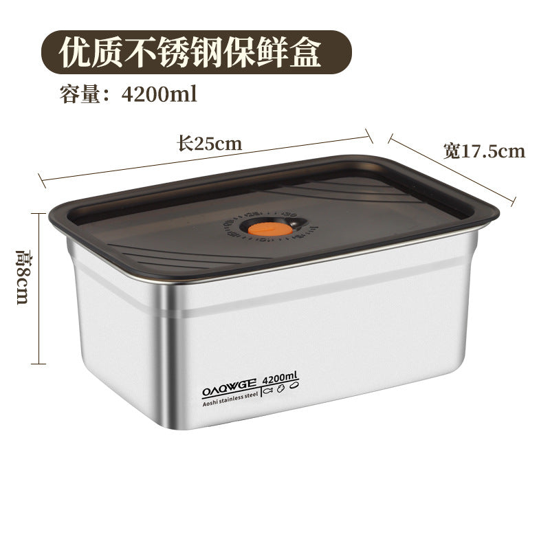 Extra Large Fresh-keeping Box Stainless Steel Household Refrigerated Freezing Fresh-keeping Micro-gland Cover Sealed Storage Fruit Lunch Box Rice