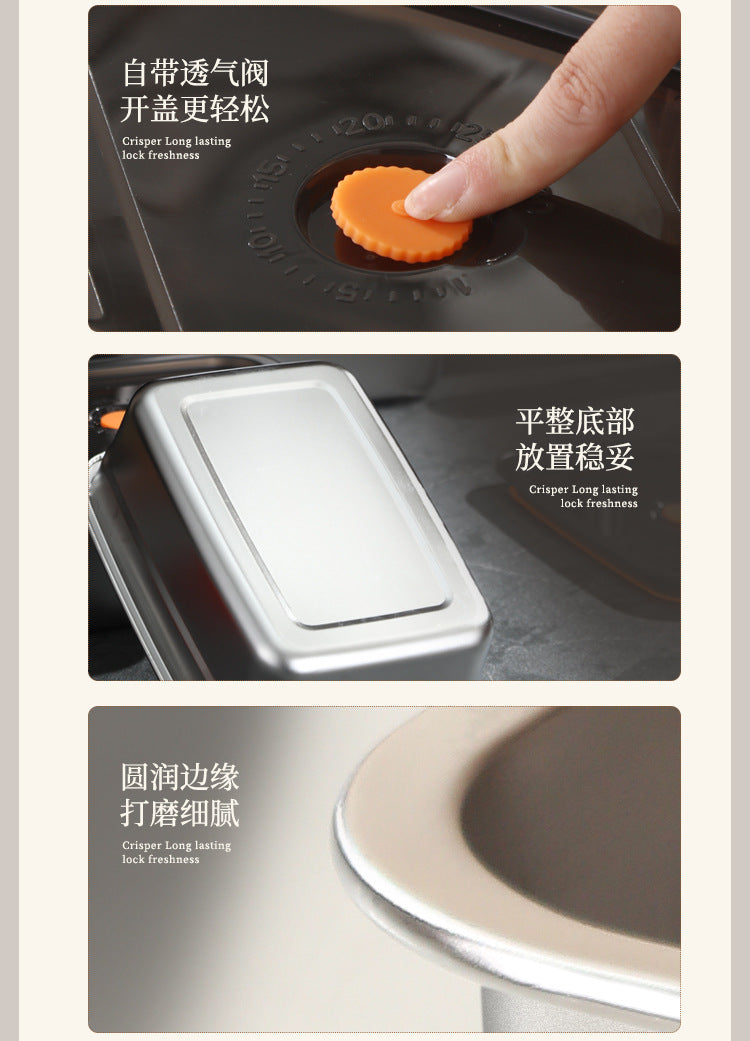 Extra Large Fresh-keeping Box Stainless Steel Household Refrigerated Freezing Fresh-keeping Micro-gland Cover Sealed Storage Fruit Lunch Box Rice
