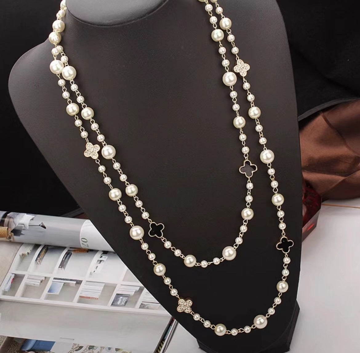 Women's Pearl Sweater Chain Necklace