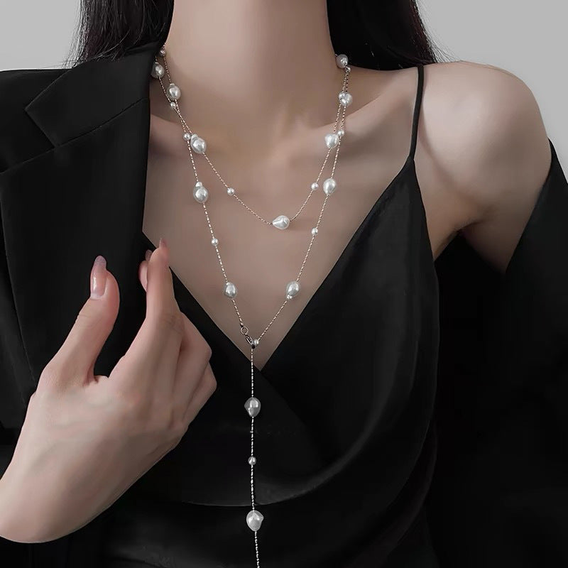 Women's Pearl Sweater Chain Necklace