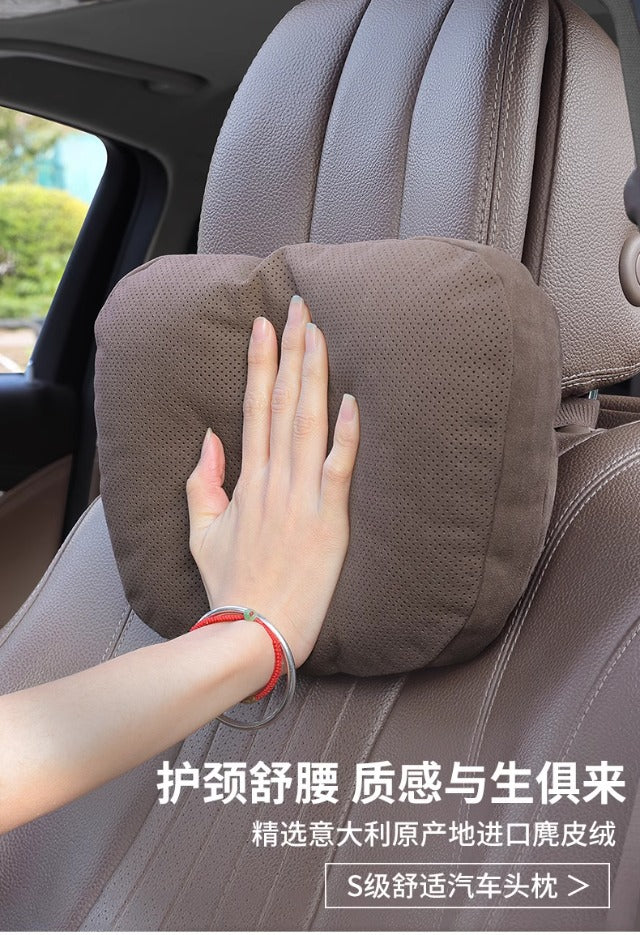 Car Headrest and Lumbar Support for Mercedes S-Class, Perforated Breathable Neck Pillow, In-Car Cushion, Pair of Breathable Neck Pillows