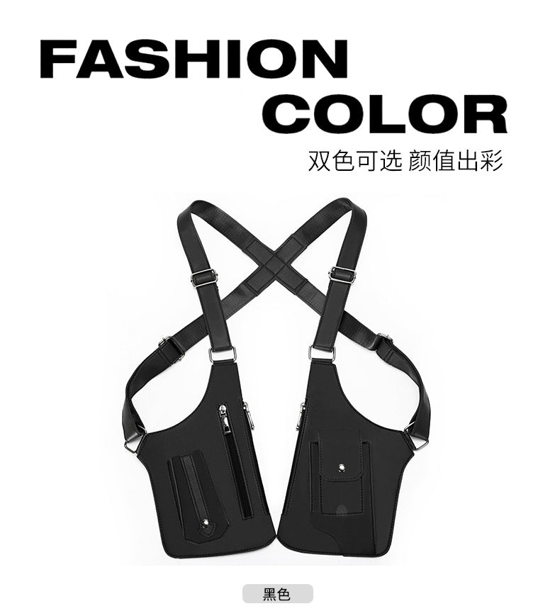Amazon Men's Bag Retro Backpack with Underarm Satchel Multifunctional Shoulder Bag Men's Bag Outdoor Mobile Phone Bag Vest Bag