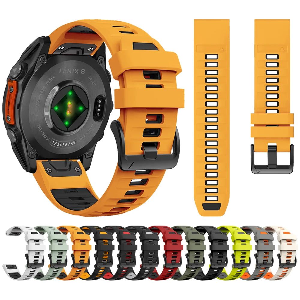 1:1 Fenix8 Watch Band For Garmin Fenix 8 47mm 51mm E 7 7X 6 6X 5 5X/Epix Pro/Enduro 3 QuickFit 22mm 26mm Silicone Strap Bracelet