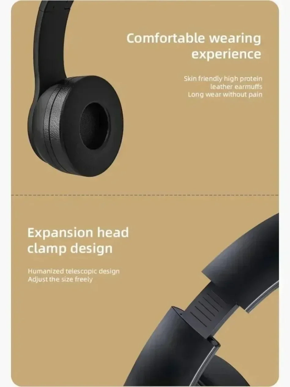 Foldable Wireless Bluetooth Headphones 5.0 Portable HiFi Sound Over-ear Headset for Sports Travel Daily Game music Earphones Use