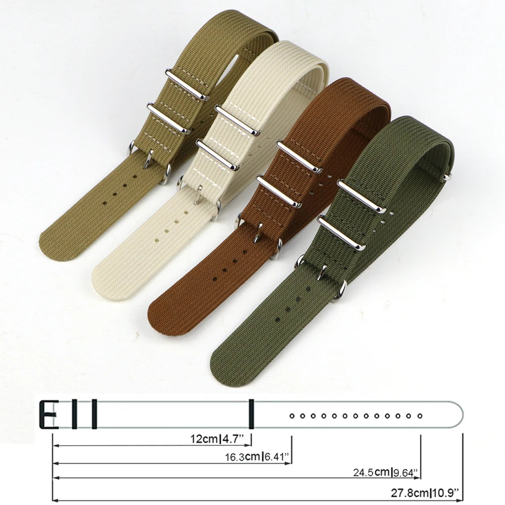 Nylon Watch Band Ribbed Strap 16mm 18mm 19mm 20mm 21mm 22mm 24mm Military Ballistic Fabric Replacement Premium Watchband