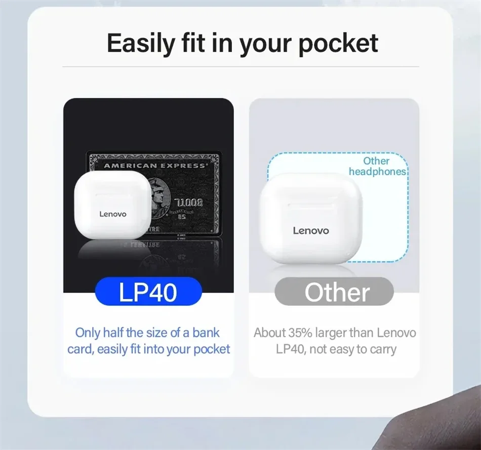 Original Lenovo LP40 Wireless Bluetooth5.4 Headphones TWS Earphones Touch Control Sport Headset Stereo Earbuds For Phone Android