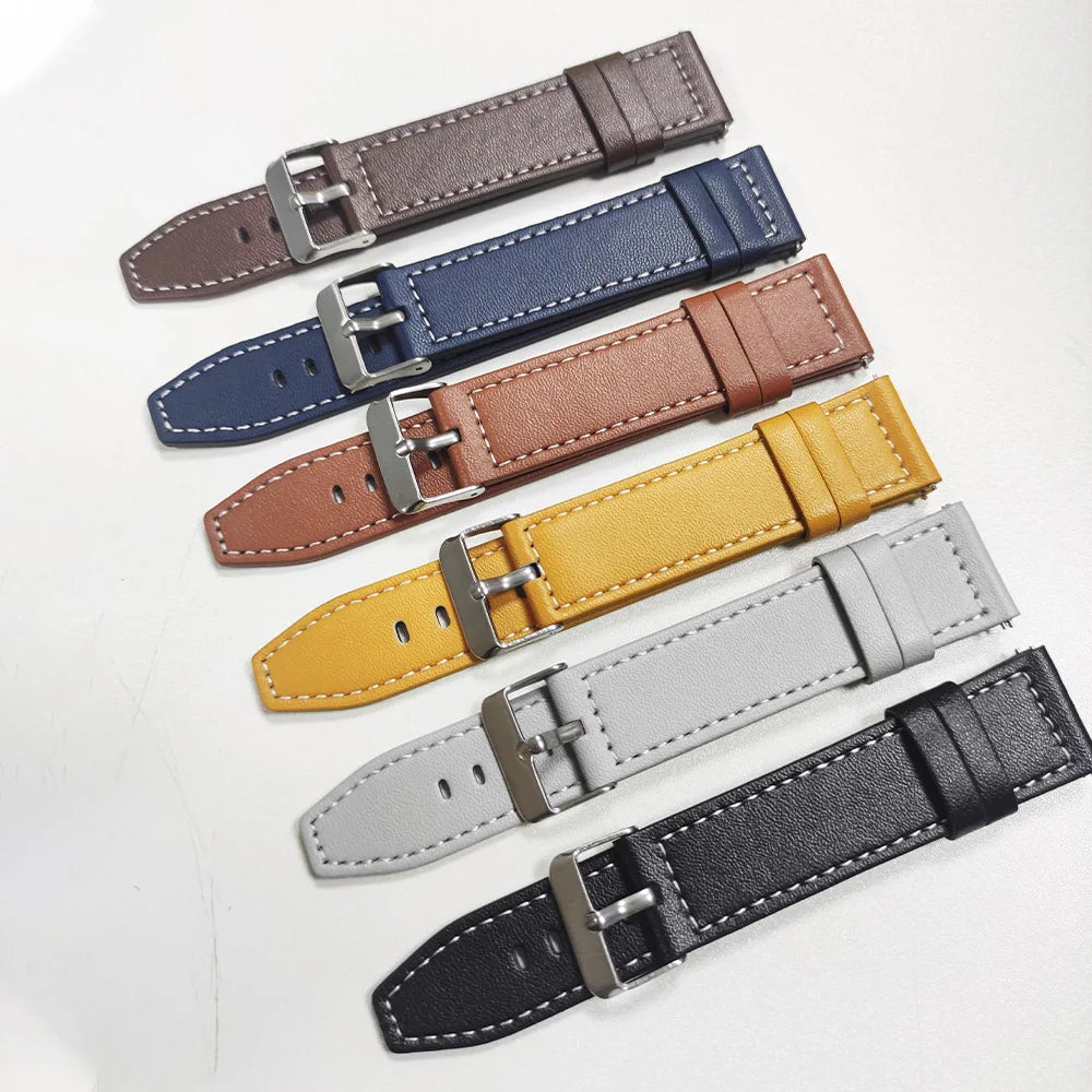 20mm 22mm Leather Watch Band For Huami Amazfit BALANCE 2 Sports Strap Amazfit Bip 6 5/Active 2 Replacement Wristband Accessories