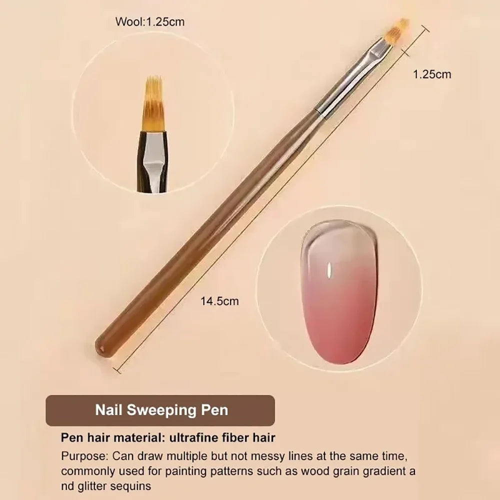 9PCS Professional Nail Brush for Nail Art Liner Brushes Elongated Lines Striping Drawing Painting Nail Design Pen Manicure Tool