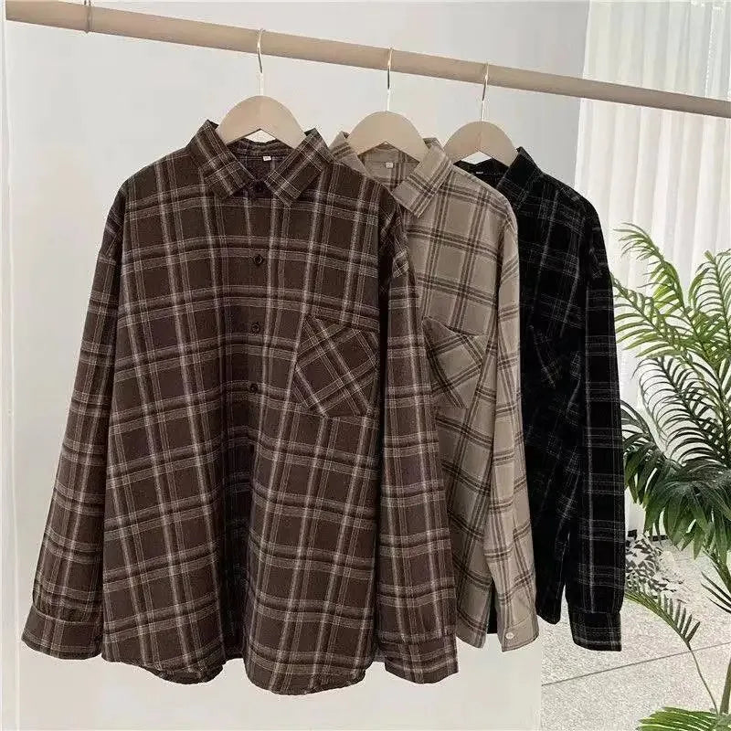 Women's Vintage Plaid Oversized Shirt