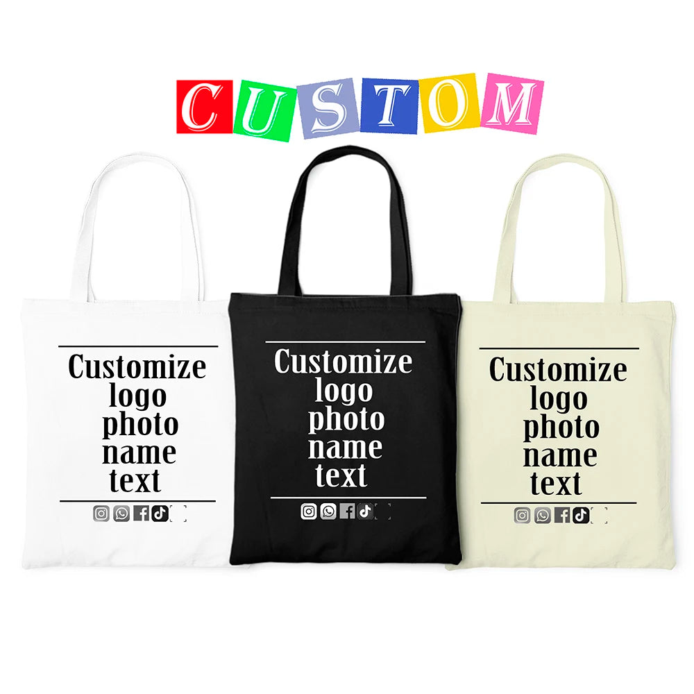 Add Your Logo Customizable Canvas Tote Bag Large Women's Designer Handbags  Shopping Bags for Groceries Fabric Shopper Cloth