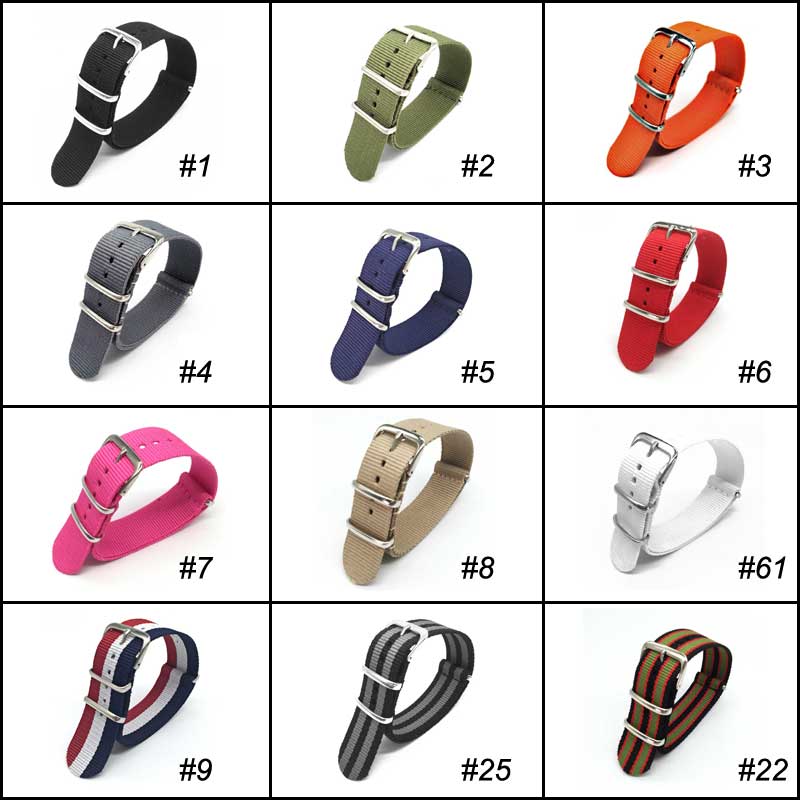 Sport Nylon Watch Band for Women&Men Watch Strap 18mm 20mm 22mm Army Sport Strap Fabric Nylon Watchband Buckle Belt
