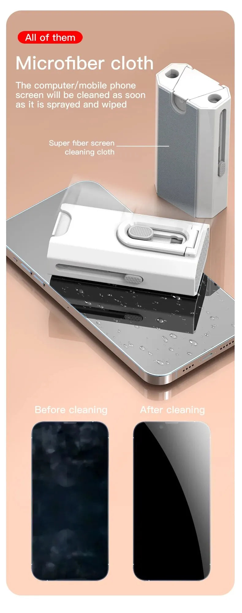 8 IN 1 Cleaning Kit Keyboard Cleaner For AirPods iPhone Cleaning Tools Keycap Puller Set Screen Brush Earphone Cleaning Pen