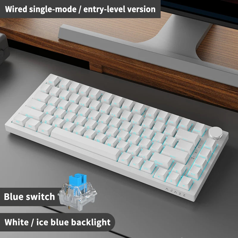 AK820 Red-Switch Mechanical Gaming Keyboard, 75% Layout, Hot-Swappable Switches, Featuring a USB-C Port, White Backlighting, Fiv