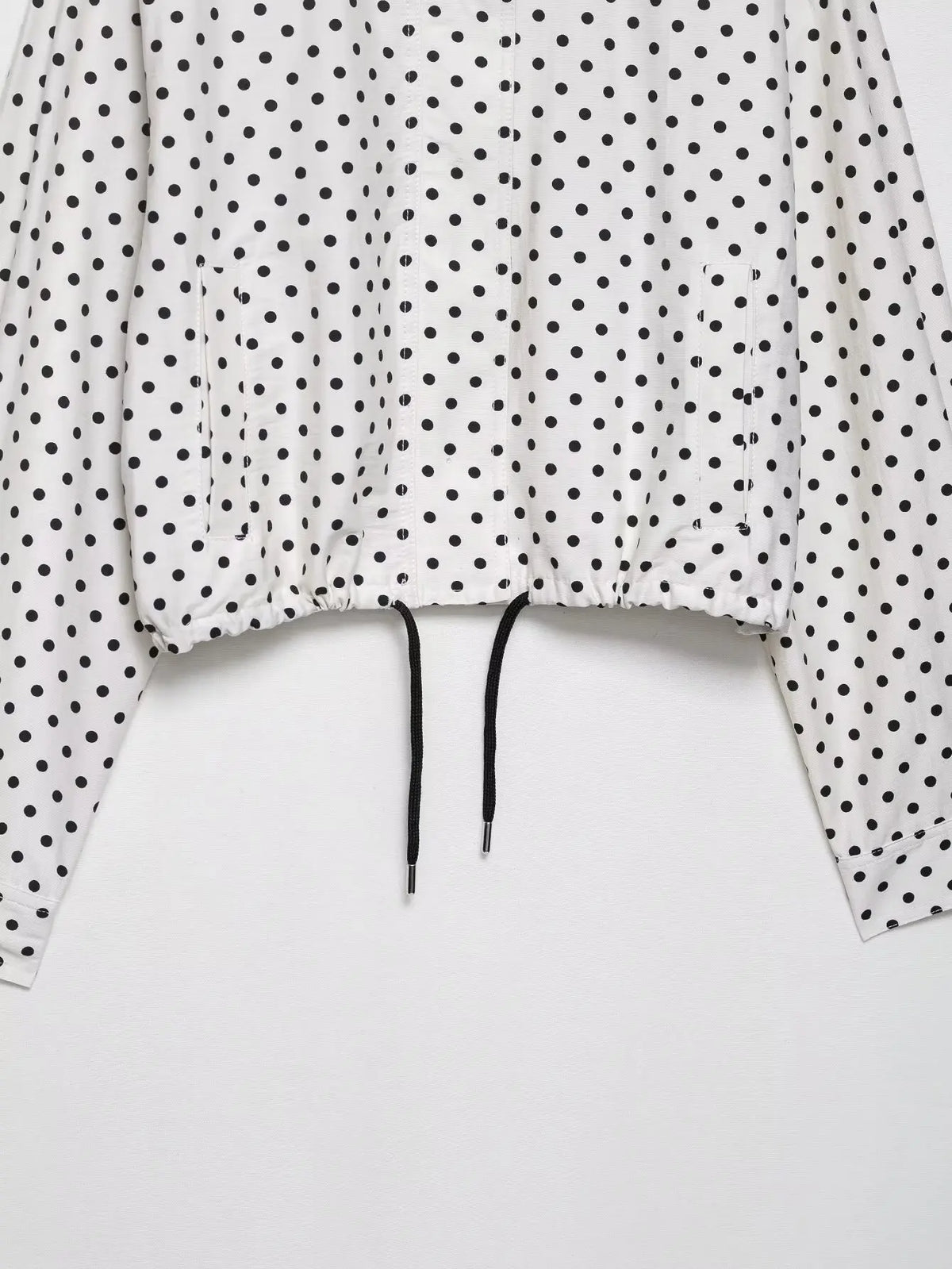 HH Fashion Women's Polka Dot Print Short Coats Autumn Long Sleeves Turtleneck Zipper With Pockets Drawstring Casual Jacket
