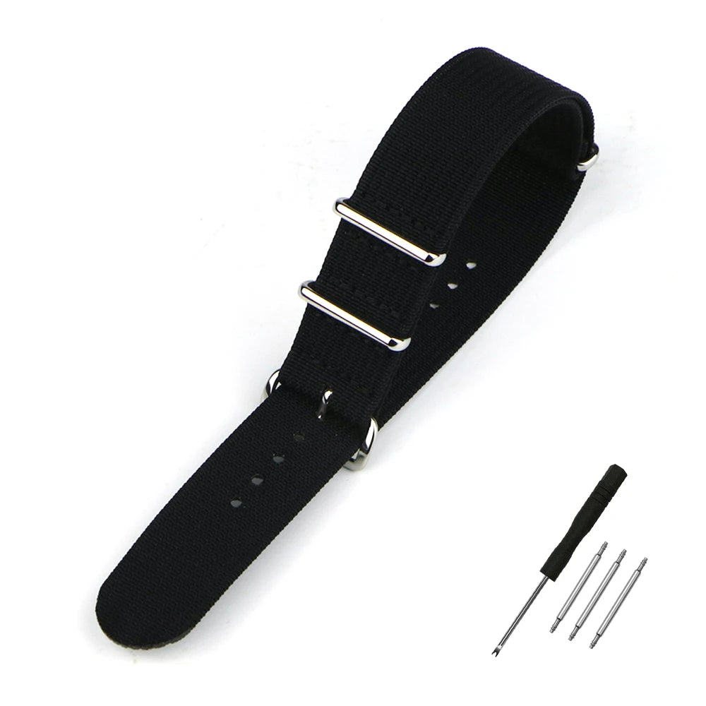 Nylon Watch Band Ribbed Strap 16mm 18mm 19mm 20mm 21mm 22mm 24mm Military Ballistic Fabric Replacement Premium Watchband