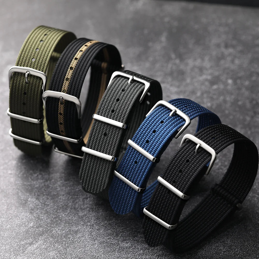 New Ribbed Nylon Watchband Nylon Watch Strap 18mm 20mm 22mm Watchband Accessories for Military Watch Band Bracelets