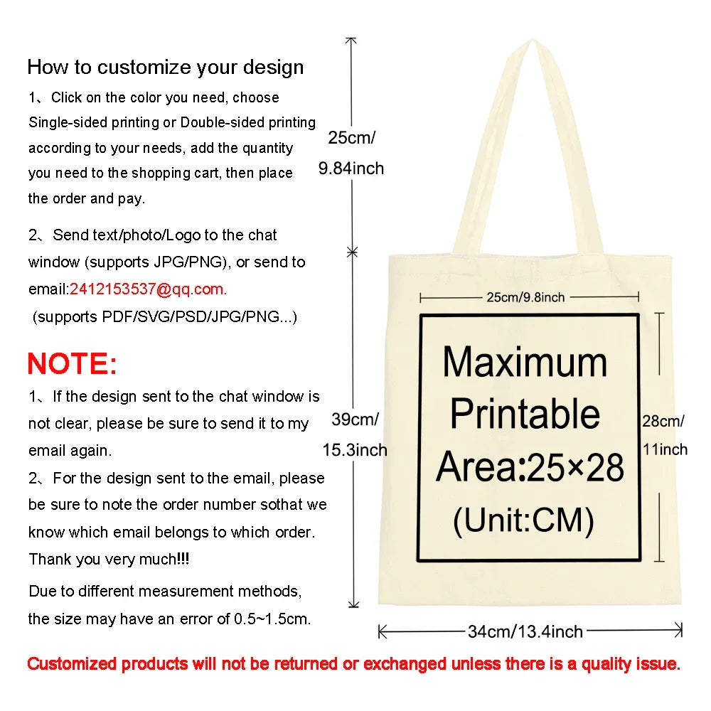 Add Your Logo Customizable Canvas Tote Bag Large Women's Designer Handbags  Shopping Bags for Groceries Fabric Shopper Cloth