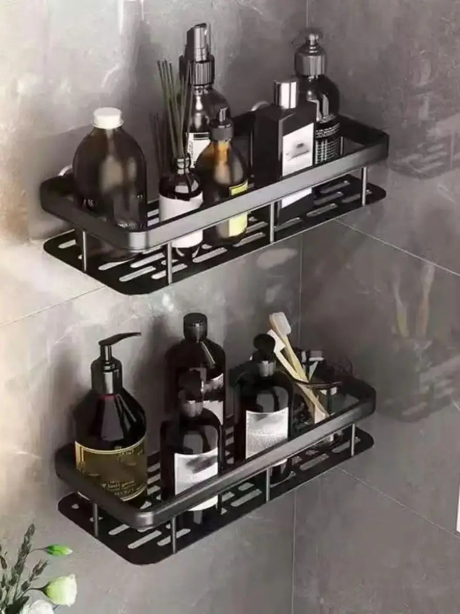 Bathroom Shelf No Drill Wall Mounted Shampoo Bottle Shower Corner Rack Toilet Storage Rack Aluminum Bathroom Kitchen Accessories