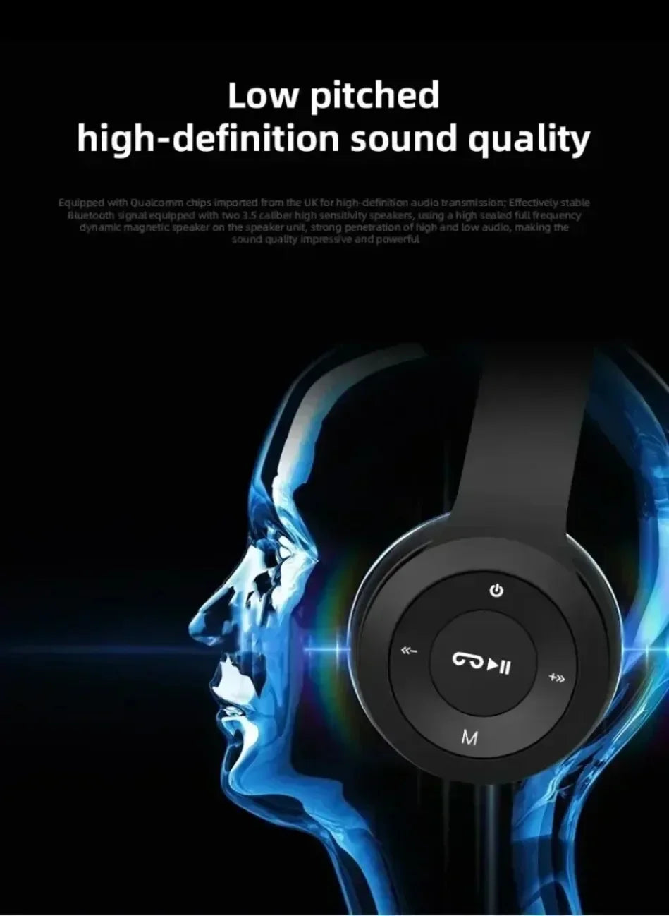 Foldable Wireless Bluetooth Headphones 5.0 Portable HiFi Sound Over-ear Headset for Sports Travel Daily Game music Earphones Use