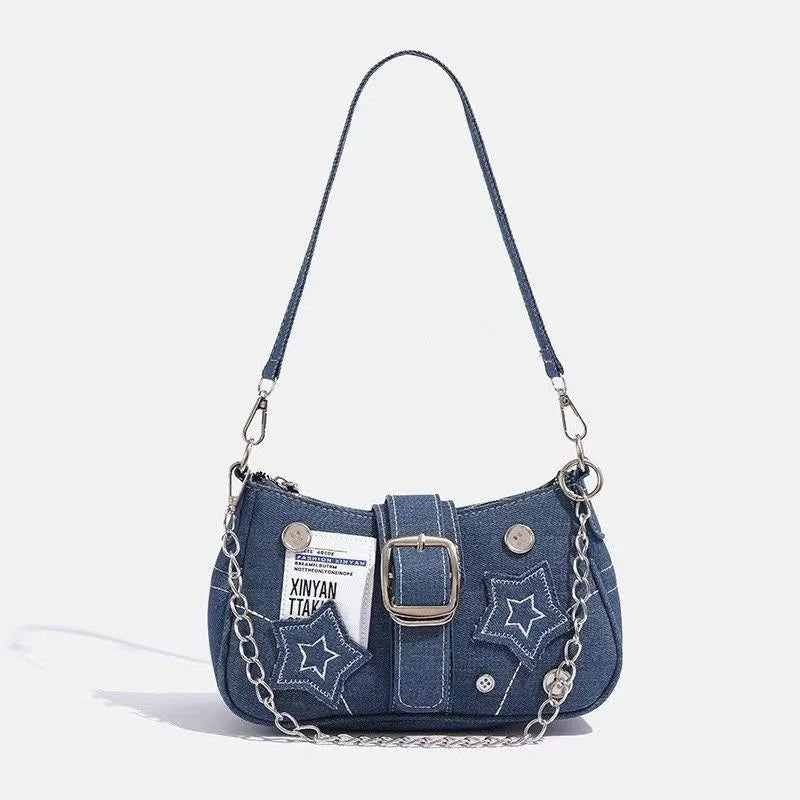 Y2K Star Pattern Canvas Shoulder Bag