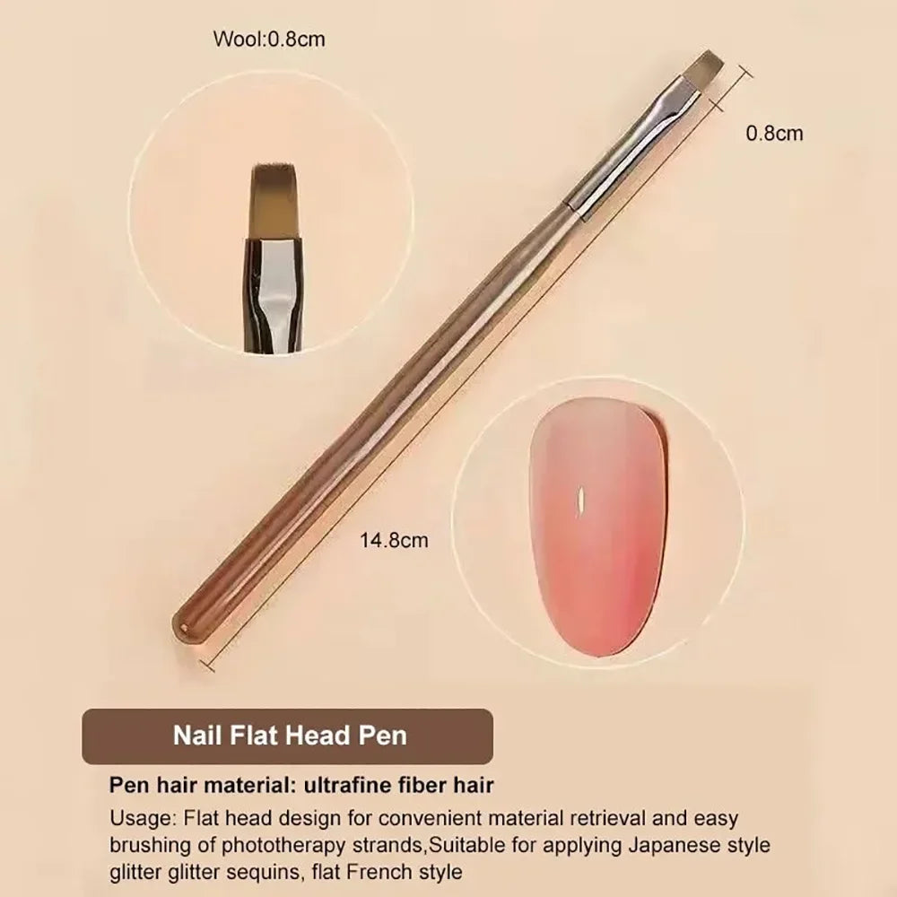 9PCS Professional Nail Brush for Nail Art Liner Brushes Elongated Lines Striping Drawing Painting Nail Design Pen Manicure Tool
