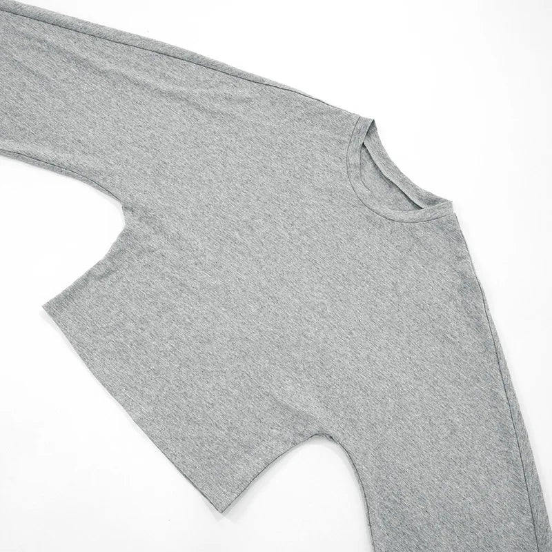 Women's Long Sleeve O-Neck Skinny T-Shirt Monochromatic Crop Top Casual Y2K Streetwear Fashion Pullover Summer Outfit