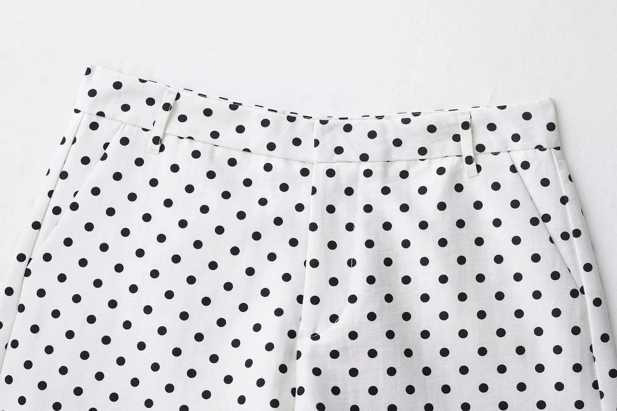 HH Fashion Women's Polka Dot Print Short Coats Autumn Long Sleeves Turtleneck Zipper With Pockets Drawstring Casual Jacket