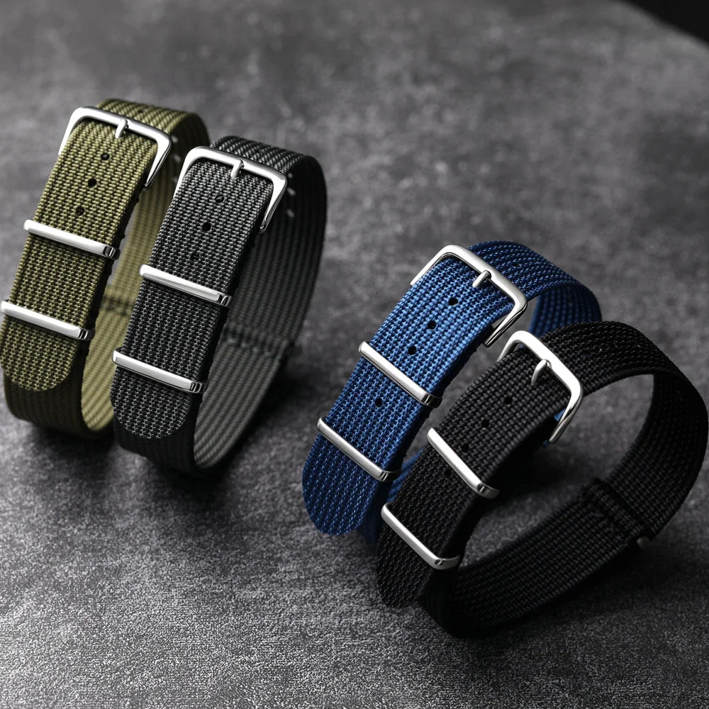 New Ribbed Nylon Watchband Nylon Watch Strap 18mm 20mm 22mm Watchband Accessories for Military Watch Band Bracelets