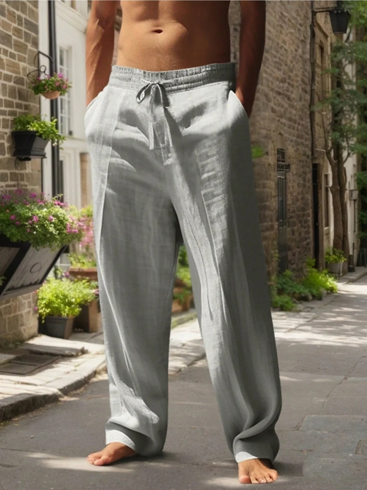 Men's Loose Cotton-Hemp Beach Pants