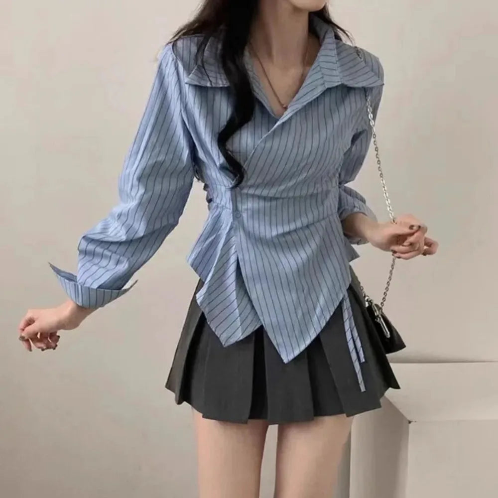 Women's Striped Slim-Fit Office Blouse