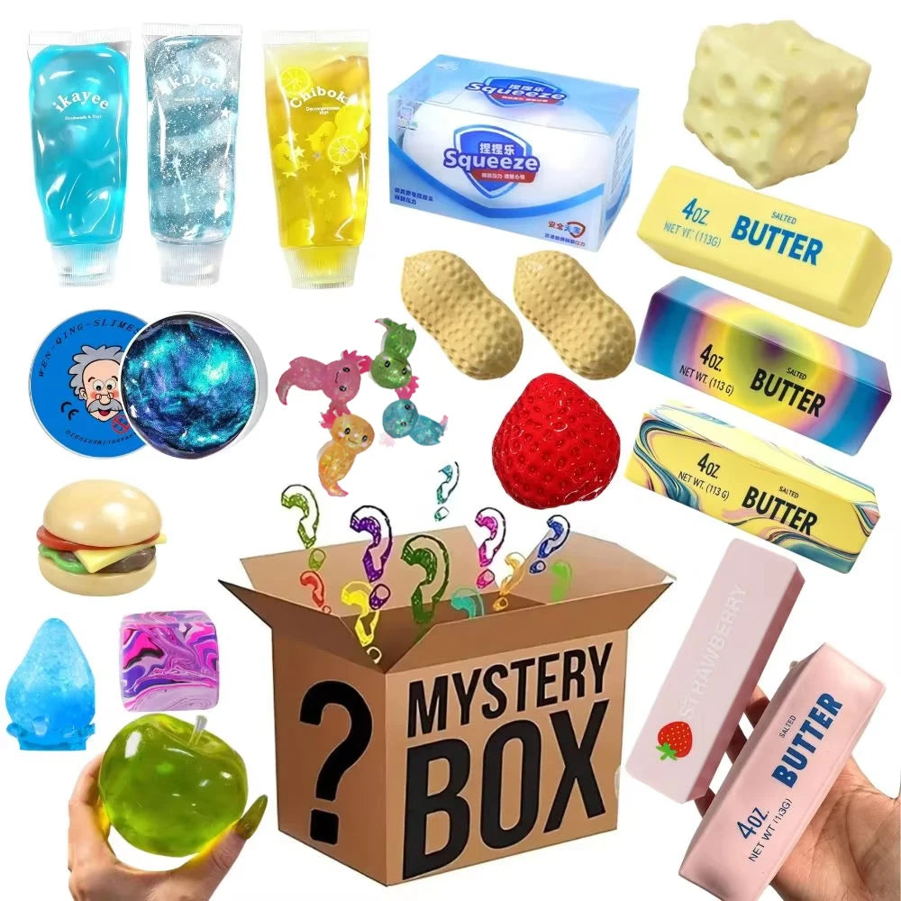 Hot Mystery Box Random 1PC Squeeze Toys Squishy Fidget Butter Food Shape Stress Relief Sensory Decompression Toy Blind Box Gifts