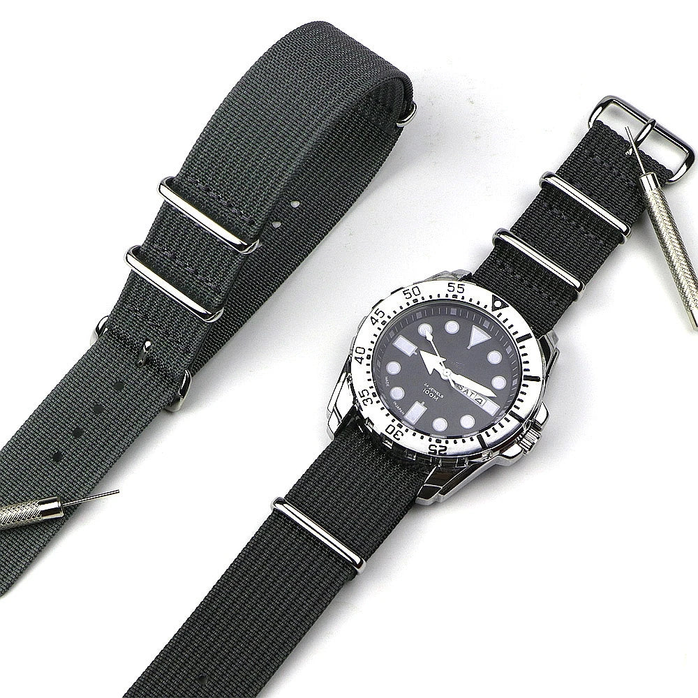 Nylon Watch Band Ribbed Strap 16mm 18mm 19mm 20mm 21mm 22mm 24mm Military Ballistic Fabric Replacement Premium Watchband