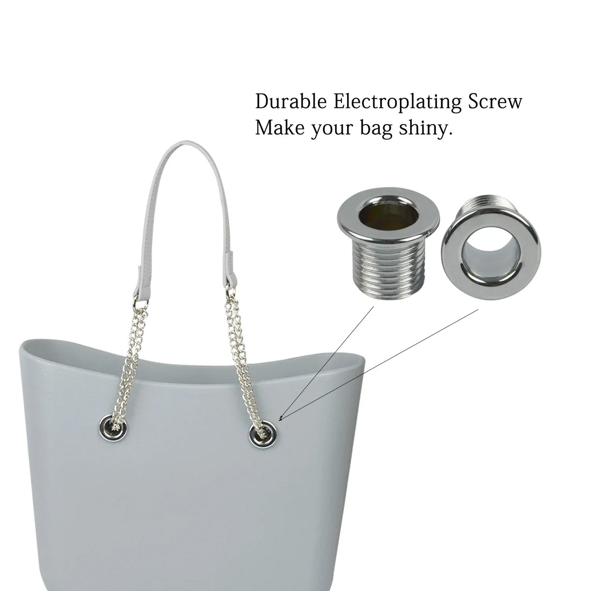 New 1 Pair Obag Silver Long OT Double Chain With Metal Plating Screw For OBag Handle O Bag Women Bag Shoulder HandBag