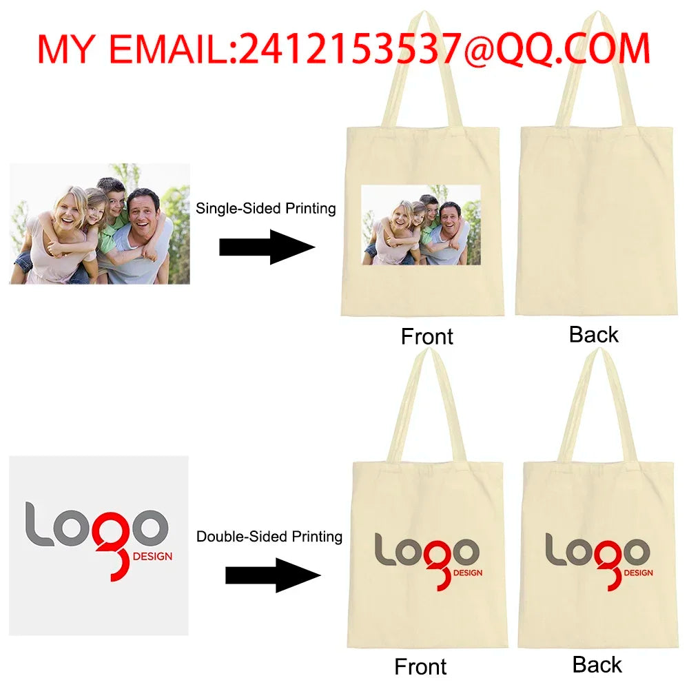 Add Your Logo Customizable Canvas Tote Bag Large Women's Designer Handbags  Shopping Bags for Groceries Fabric Shopper Cloth