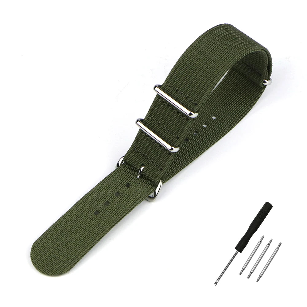 Nylon Watch Band Ribbed Strap 16mm 18mm 19mm 20mm 21mm 22mm 24mm Military Ballistic Fabric Replacement Premium Watchband