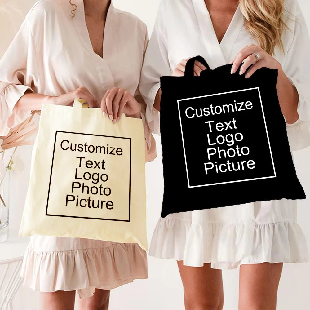 Add Your Logo Customizable Canvas Tote Bag Large Women's Designer Handbags  Shopping Bags for Groceries Fabric Shopper Cloth