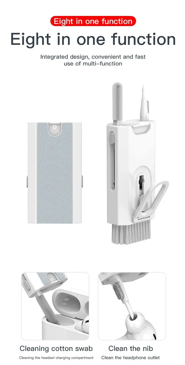 8 IN 1 Cleaning Kit Keyboard Cleaner For AirPods iPhone Cleaning Tools Keycap Puller Set Screen Brush Earphone Cleaning Pen