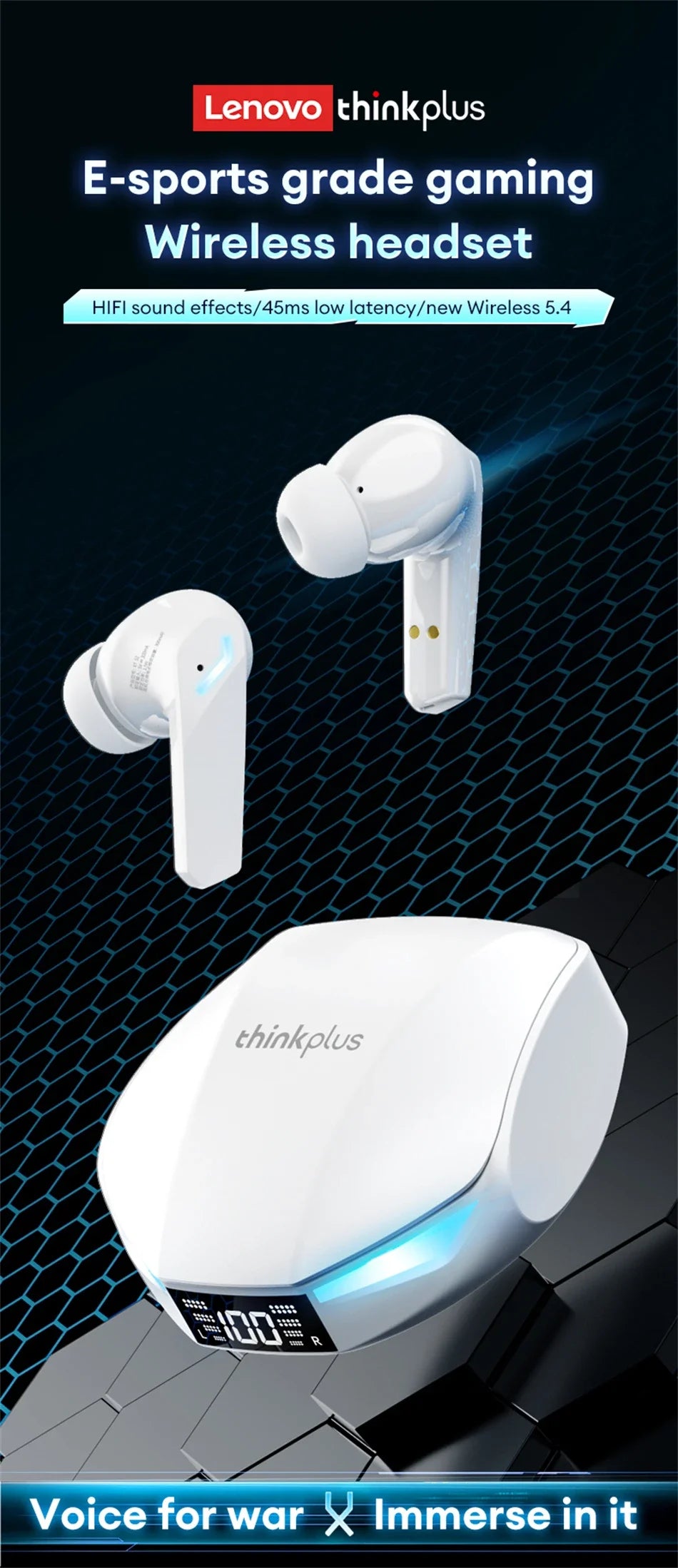 Lenovo XT53 Wireless Bluetooth 5.3 Earphones Gaming Low Latency Dual Mode Music Earbuds Sports In-Ear Headset With Mic New Gifts