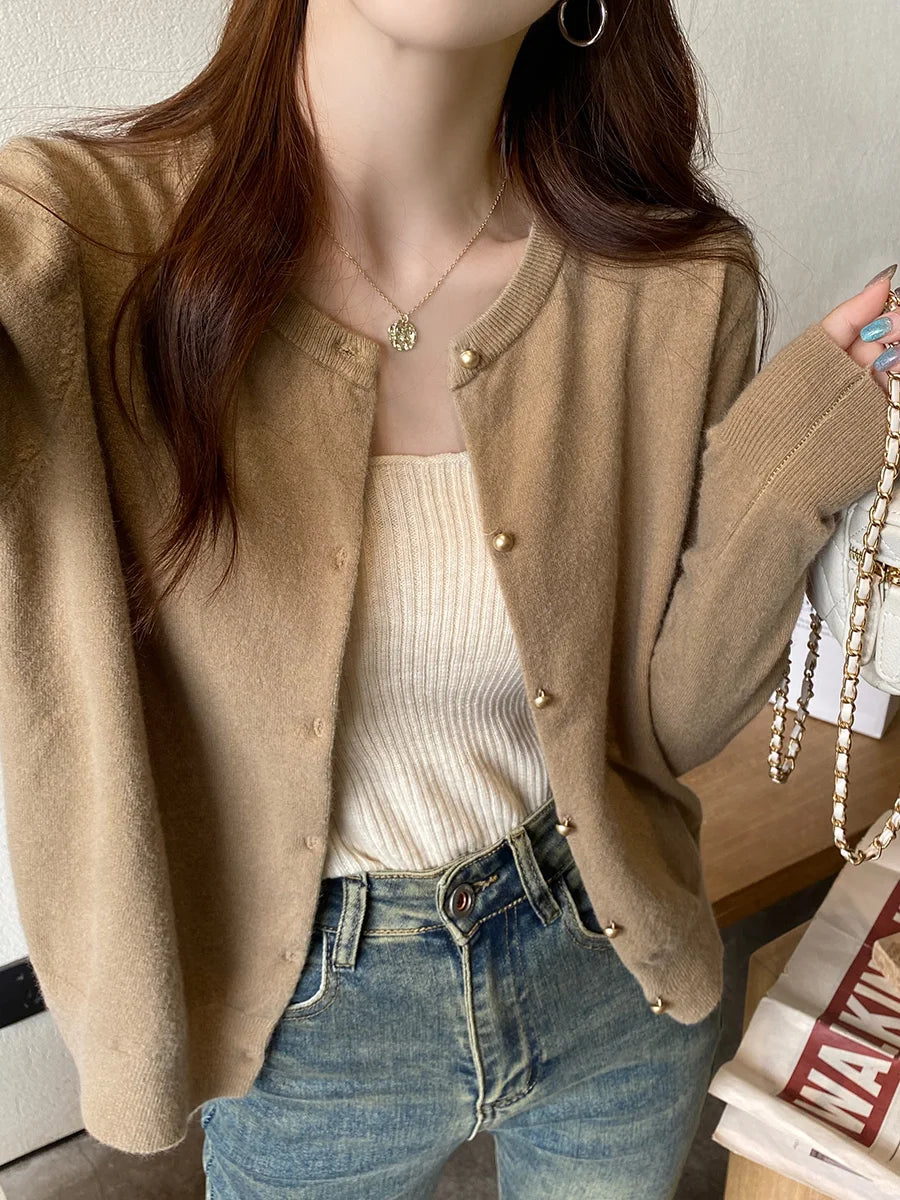Women's Korean Single-Breasted Knit Cardigan
