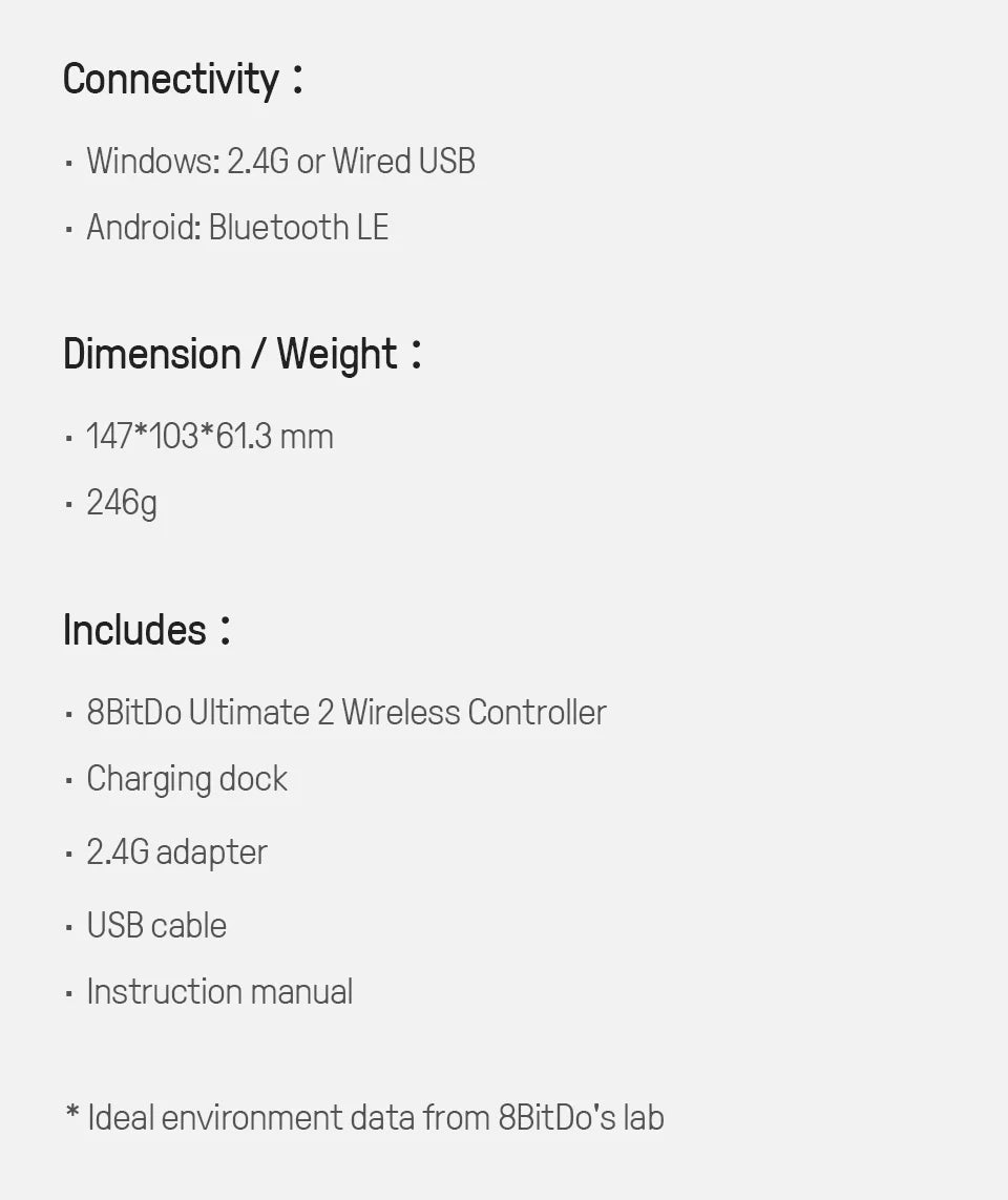 8BitDo Ultimate 2 Wireless Gaming Controller for PC & Android with TMR Joysticks, Switchable Triggers, Motion Control, 8Speed