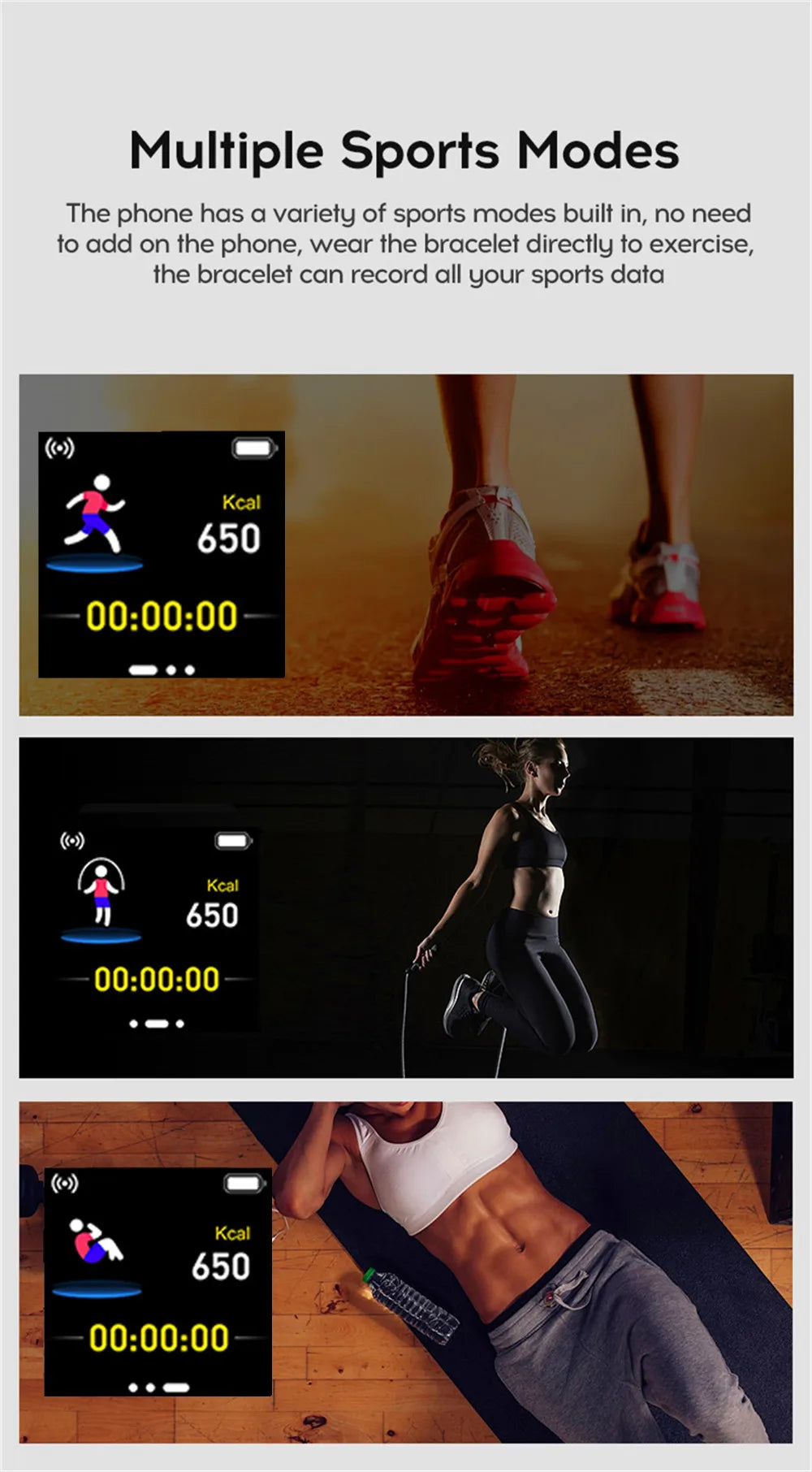 Men's Smartwatch Women's Sport Monitor Fitness Smart Watch Music Control Social APP Message Remind Consumer Electronic Watches