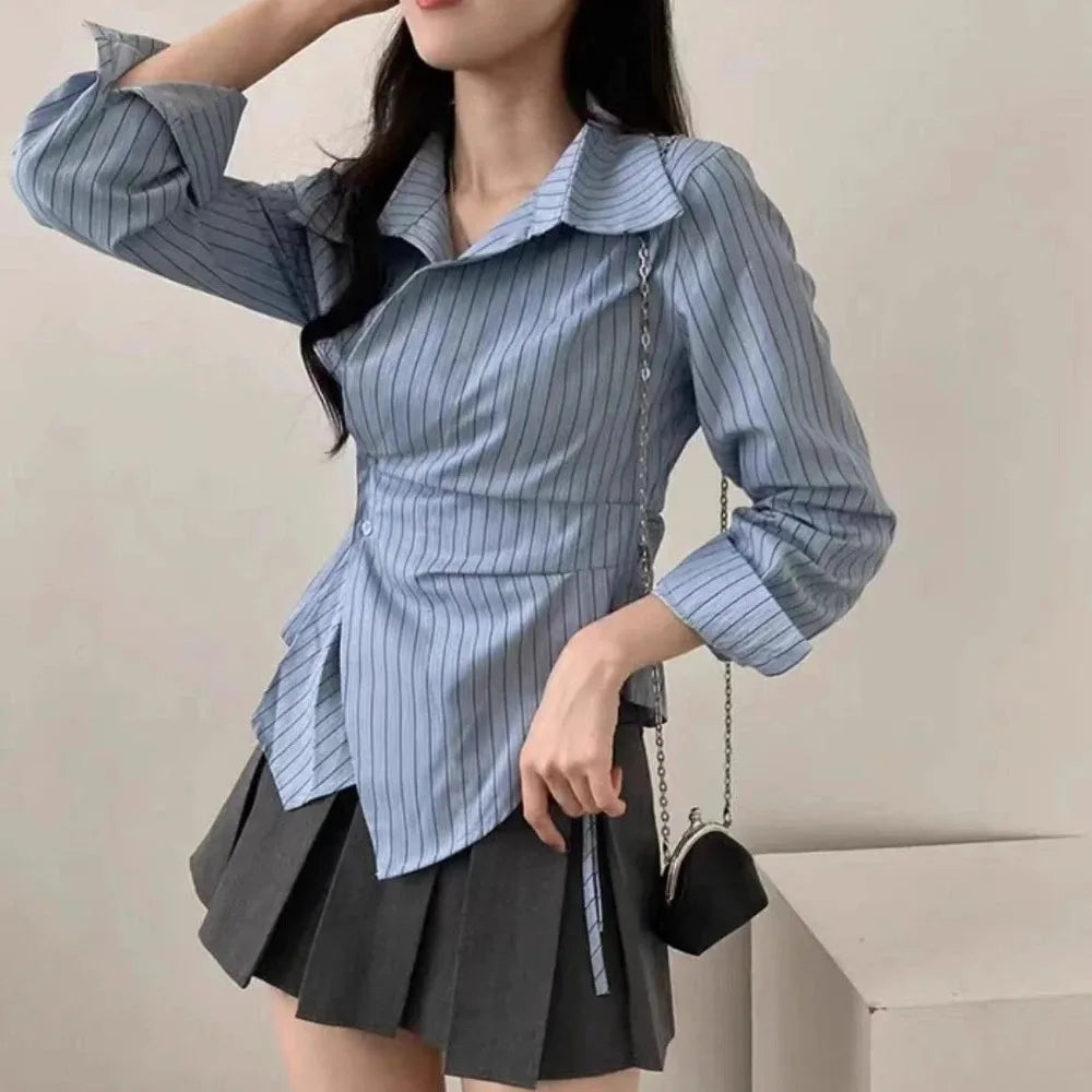 Spring Autumn Casual Striped Shirt Women Shirts Fashion Female Long Sleeve Slim Blouse Tops Office Lady Shirts