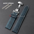 Genuine Calfskin Leather Watchband for Omega Business Watch Band for Seiko 22mm 20mm 18mm Butterfly Buckle Stitching Brown Strap