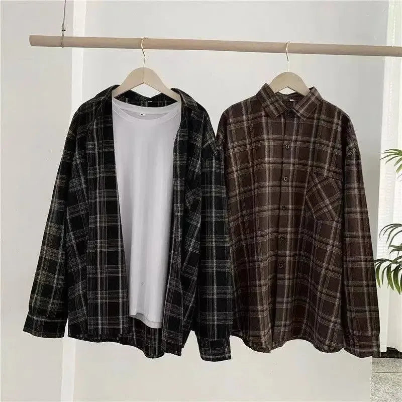 Women's Vintage Plaid Oversized Shirt