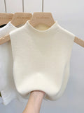 Women Knitted Tank Top Summer Fall Slim Sweater Short Sleeveless Solid Spring Autumn Sweaters Pullovers 2026