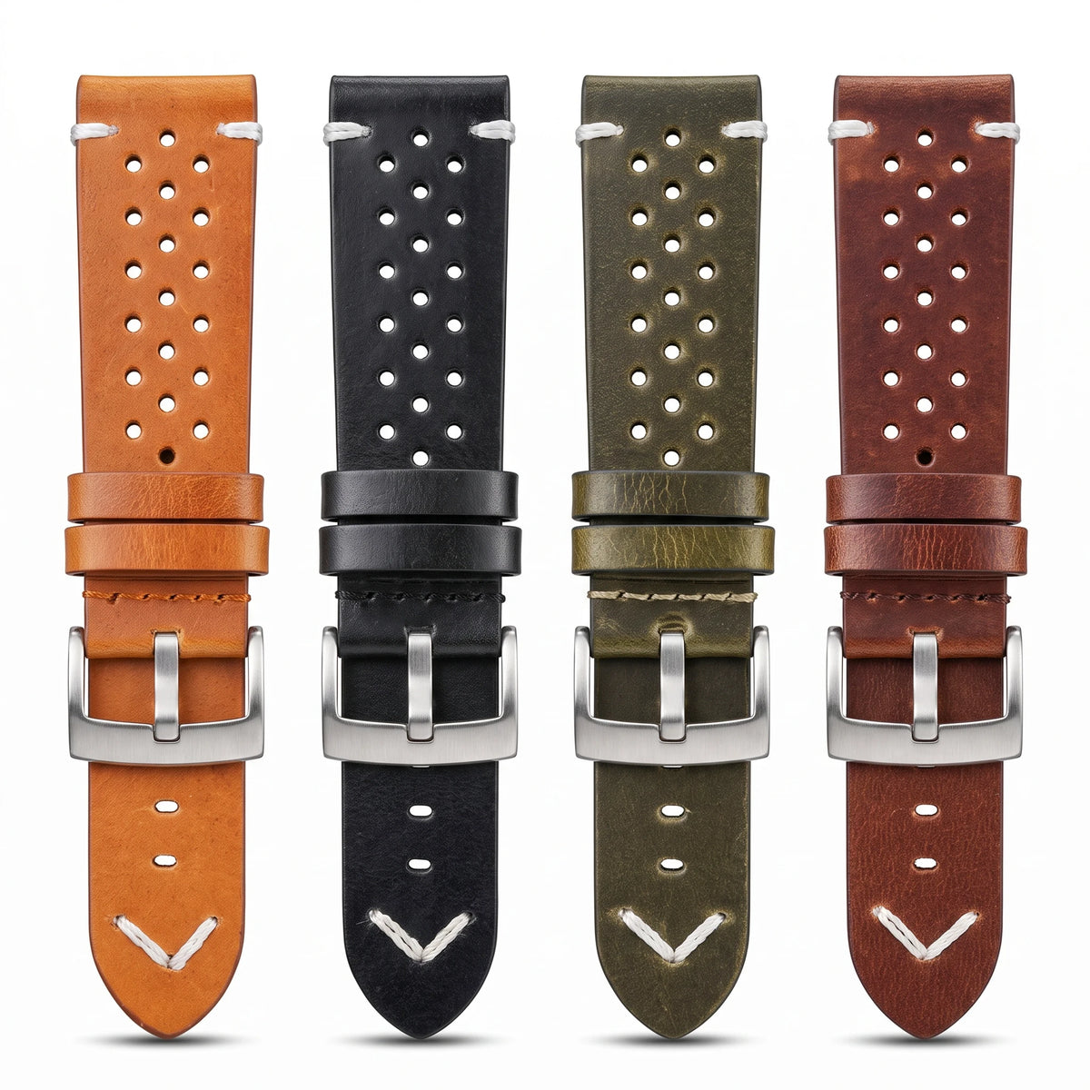 Handmade Cowhide Breathable Watch Band 18 20 22 24mm Men Women 4 Colors Oil Wax Genuine Leather Strap Watchband Accessories